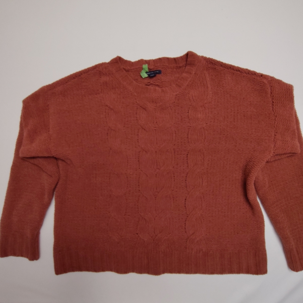 American Eagle Women's Rust Cable Knit, Long Sleeve Sweater, Size Medium